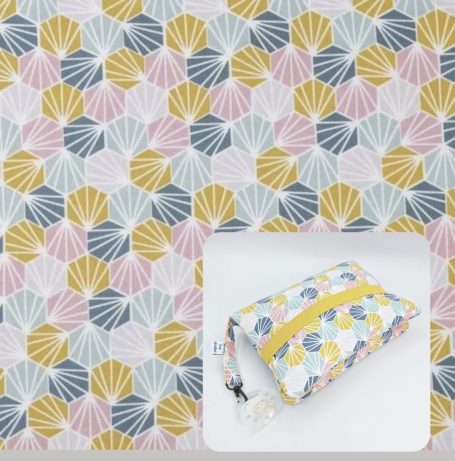 Motif de coquillages en pastel hexagones