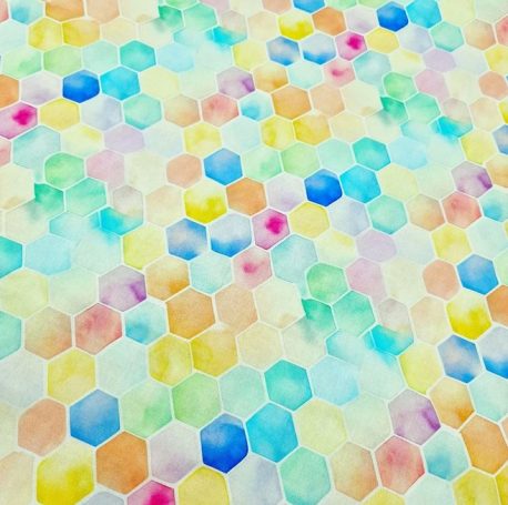 Un motif de mailles hexagonales colorées aux teintes pastel. aquarelle